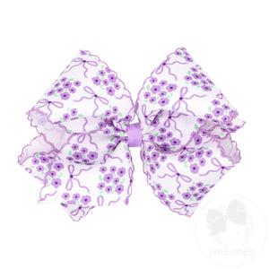 King Moonstitch Hair Bow in Light Orchid Bow and Flower Print