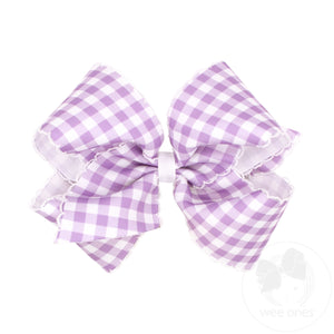 King Moonstitch Hair Bow in Light Orchid Gingham Print
