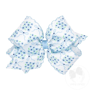 King Moonstitch Hair Bow in Millennium Blue Bow and Flower Print