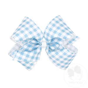 King Moonstitch Hair Bow in Millennium Blue Gingham Print