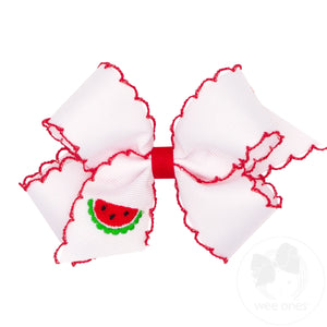 Medium Watermelon Embroidered Moonstitch Edge Hair Bow