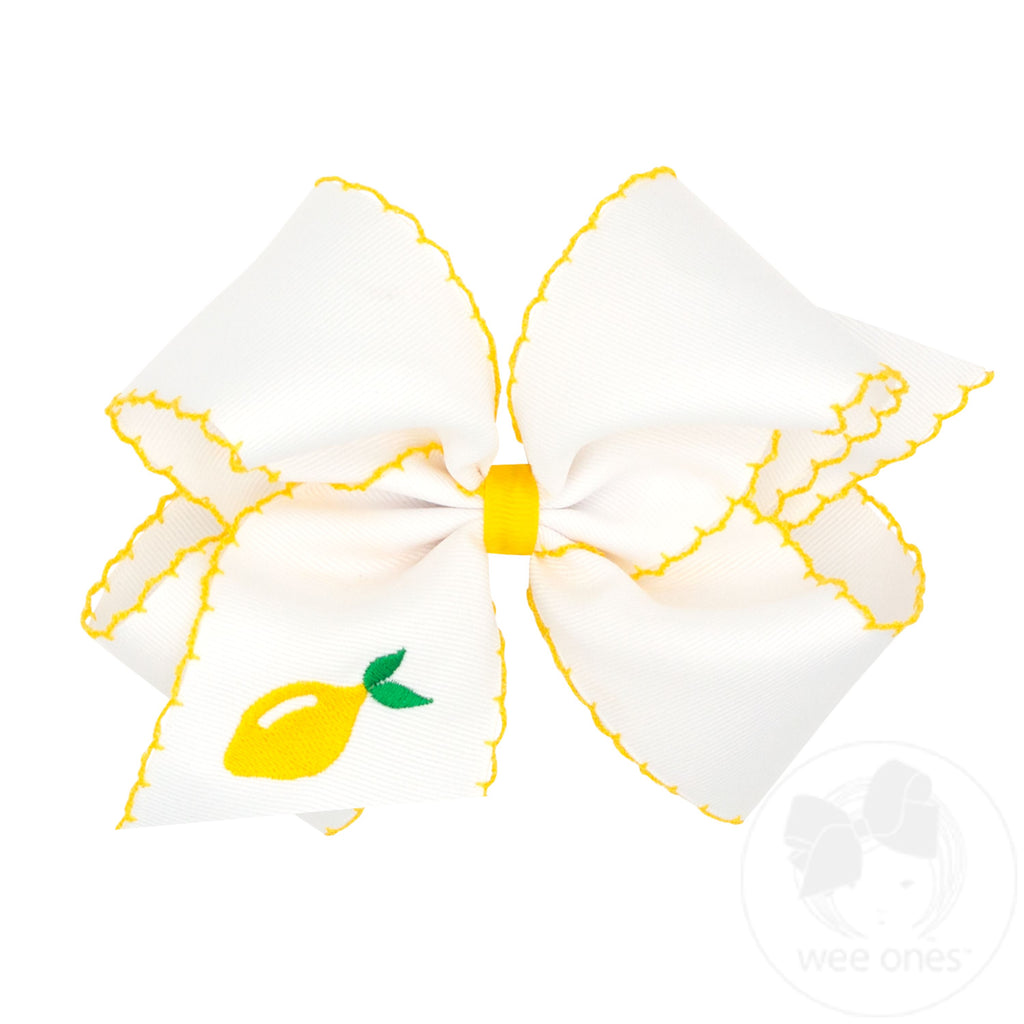 King Lemon Embroidered Moonstitch Edge Hair Bow