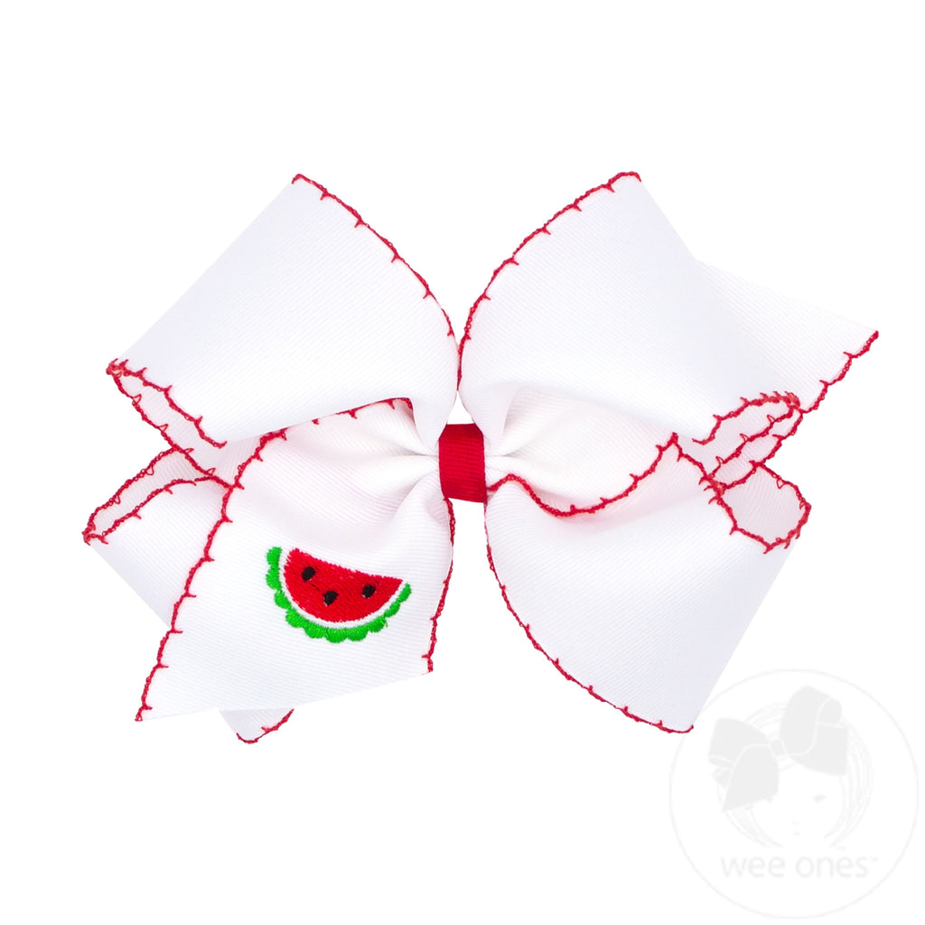 King Watermelon Embroidered Moonstitch Edge Hair Bow