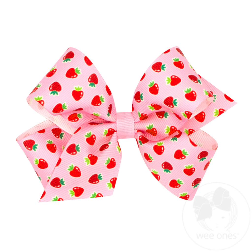 Medium Sweet Treats Strawberry Print Grosgrain Hair Bow