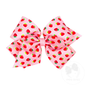King Sweet Treats Strawberry Print Grosgrain Hair Bow