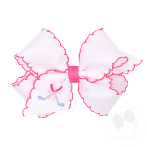 Medium Golf Clubs Embroidered Moonstitch Edge Hair Bow