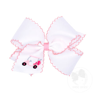 King Golf Green Embroidered Moonstitch Edge Hair Bow