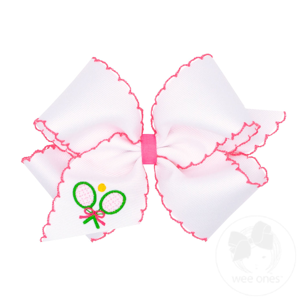 King Tennis Rackets Embroidered Moonstitch Edge Hair Bow