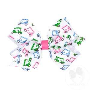 King Golf Cart Print Grosgrain Hair Bow