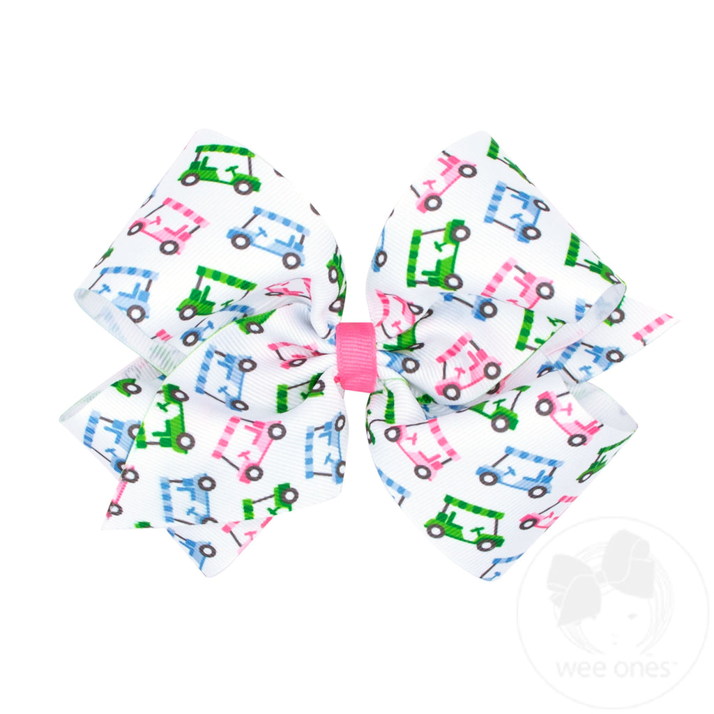 King Golf Cart Print Grosgrain Hair Bow