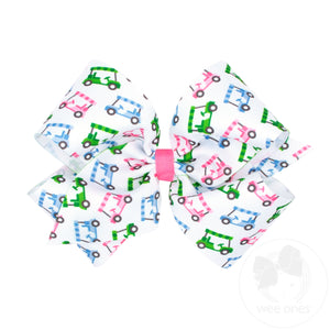 King Golf Cart Print Grosgrain Hair Bow