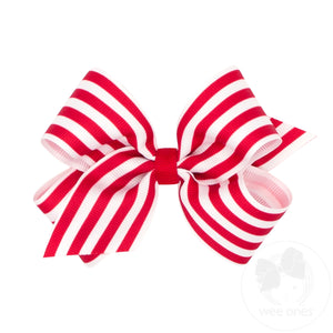 Medium Nautical Stripe Print Grosgrain Hair Bow