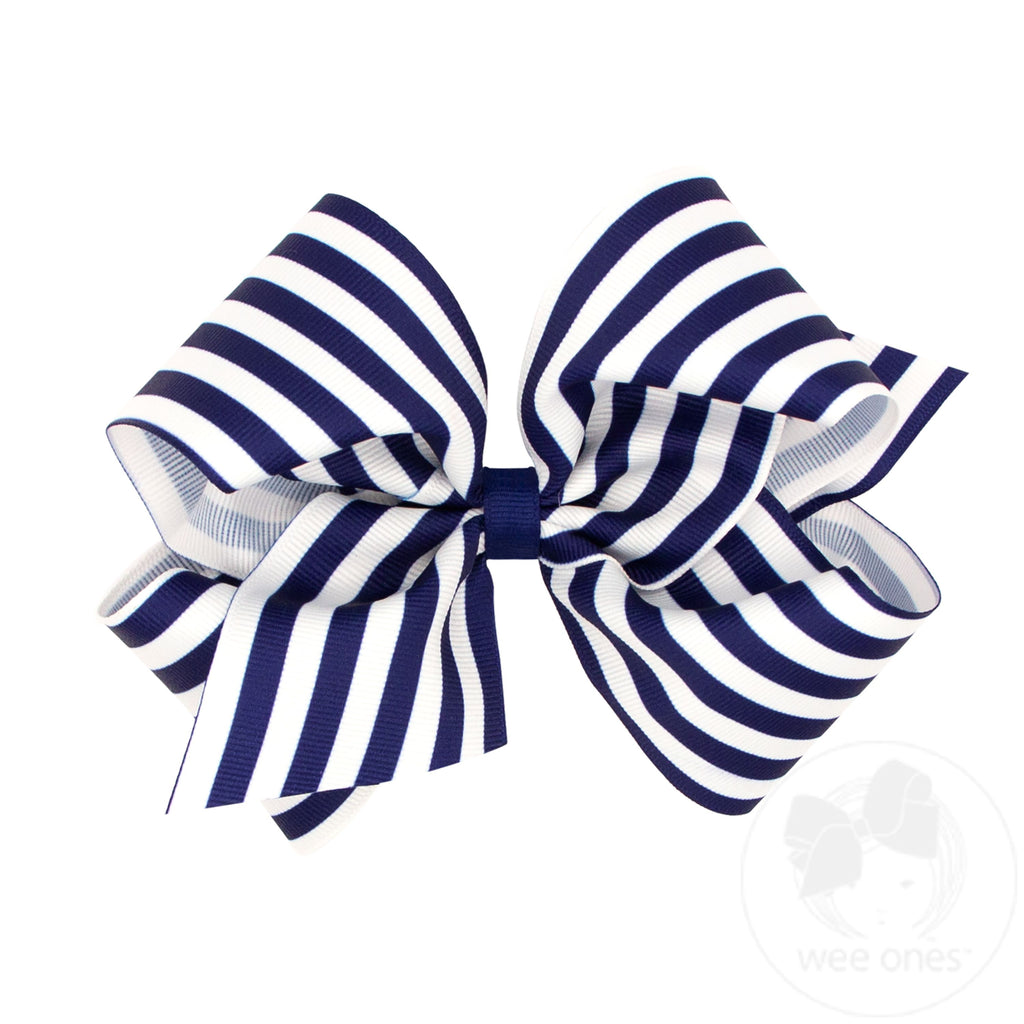 King Nautical Stripe Print Grosgrain Hair Bow