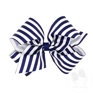 King Nautical Stripe Print Grosgrain Hair Bow