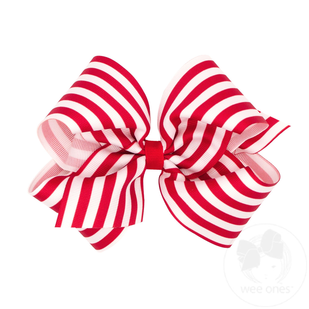 King Nautical Stripe Print Grosgrain Hair Bow