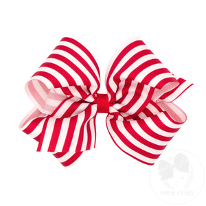 King Nautical Stripe Print Grosgrain Hair Bow