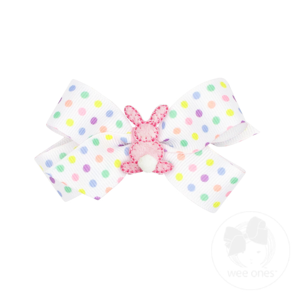 Easter Print Grosgrain Hair Bow with Bunny
