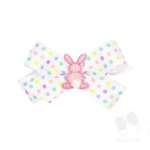 Easter Print Grosgrain Hair Bow with Bunny