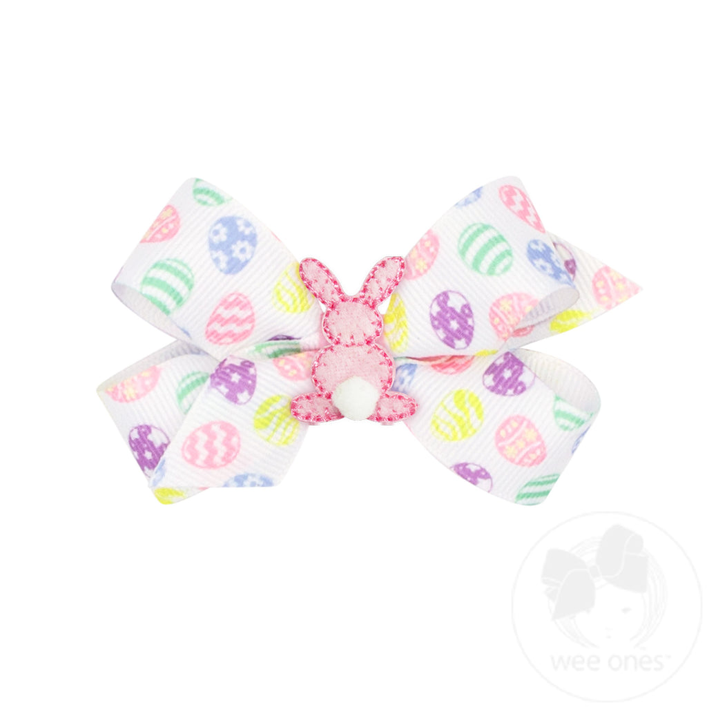 Easter Print Grosgrain Hair Bow with Bunny