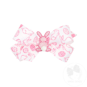 Easter Print Grosgrain Hair Bow with Bunny