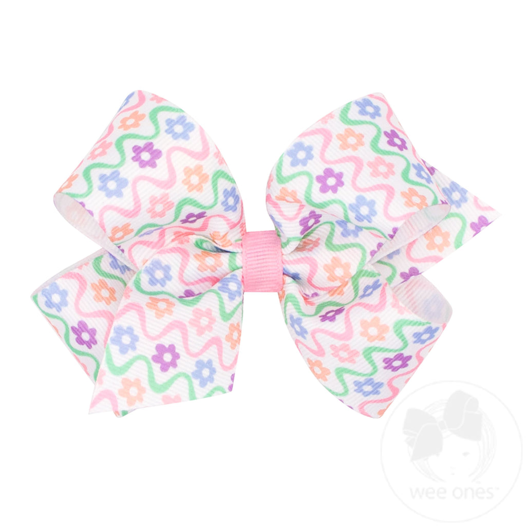 Medium Easter Print Grosgrain Hair Bow