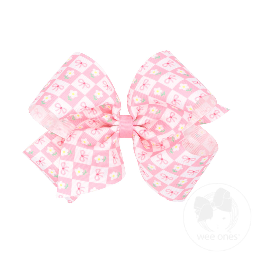 King Easter Print Grosgrain Hair Bow