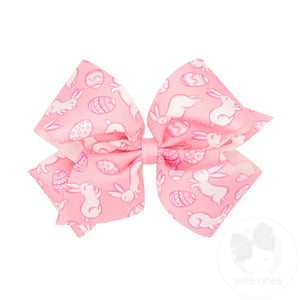 King Easter Print Grosgrain Hair Bow