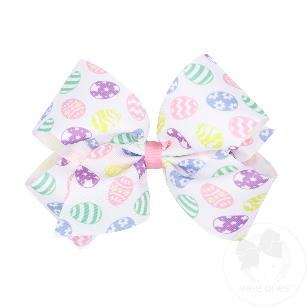 King Easter Print Grosgrain Hair Bow