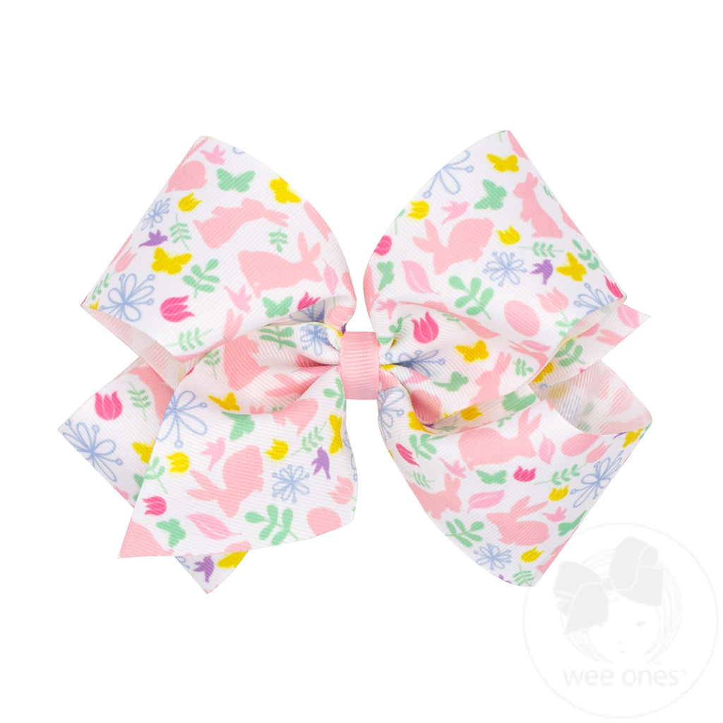 King Easter Print Grosgrain Hair Bow