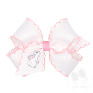 Medium Moonstitch Grosgrain Hair Bow with Easter-Inspired Embroidery