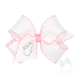 Medium Moonstitch Grosgrain Hair Bow with Easter-Inspired Embroidery
