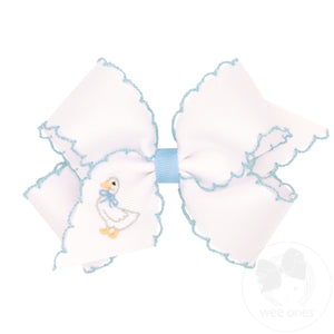 Medium Moonstitch Grosgrain Hair Bow with Easter-Inspired Embroidery