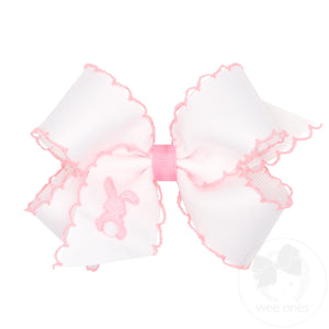 Medium Moonstitch Grosgrain Hair Bow with Easter-Inspired Embroidery