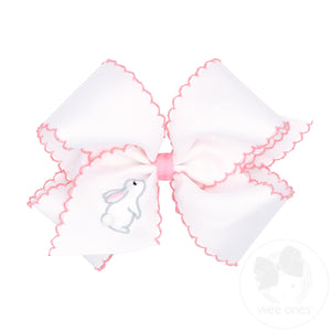 King Moonstitch Grosgrain Hair Bow with Easter-Inspired Embroidery