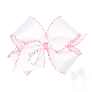 King Moonstitch Grosgrain Hair Bow with Easter-Inspired Embroidery