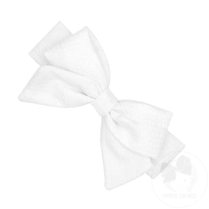 Medium Genuine Seersucker Fabric Bowtie with Tails on Seersucker Baby Band