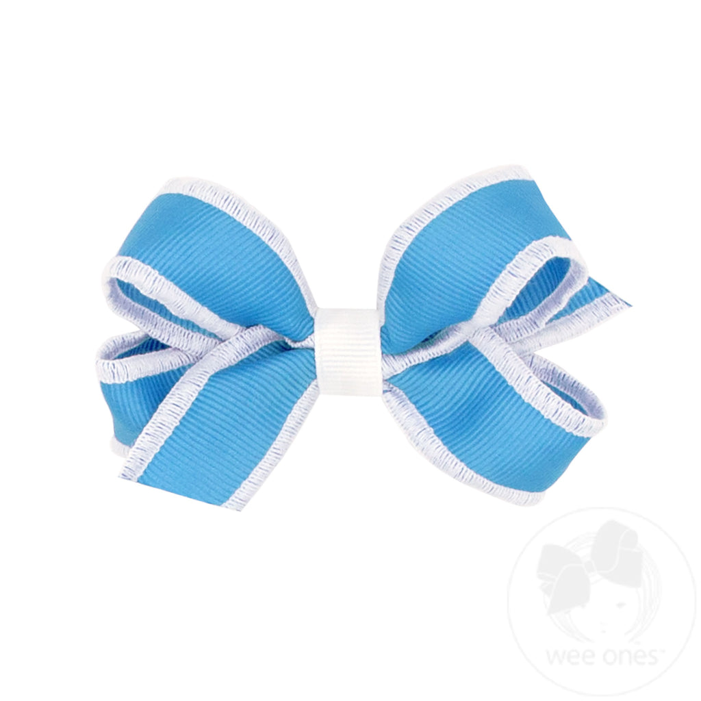 Mini Sporty Grosgrain Hair Bow with Serged Edge
