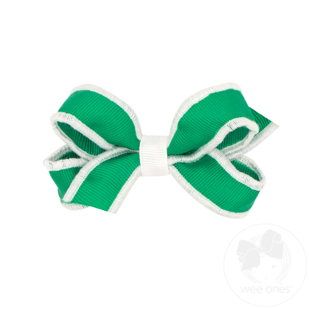 Mini Sporty Grosgrain Hair Bow with Serged Edge