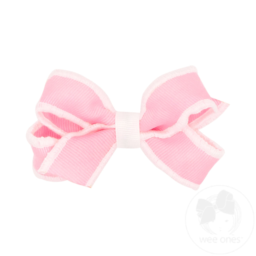 Mini Sporty Grosgrain Hair Bow with Serged Edge