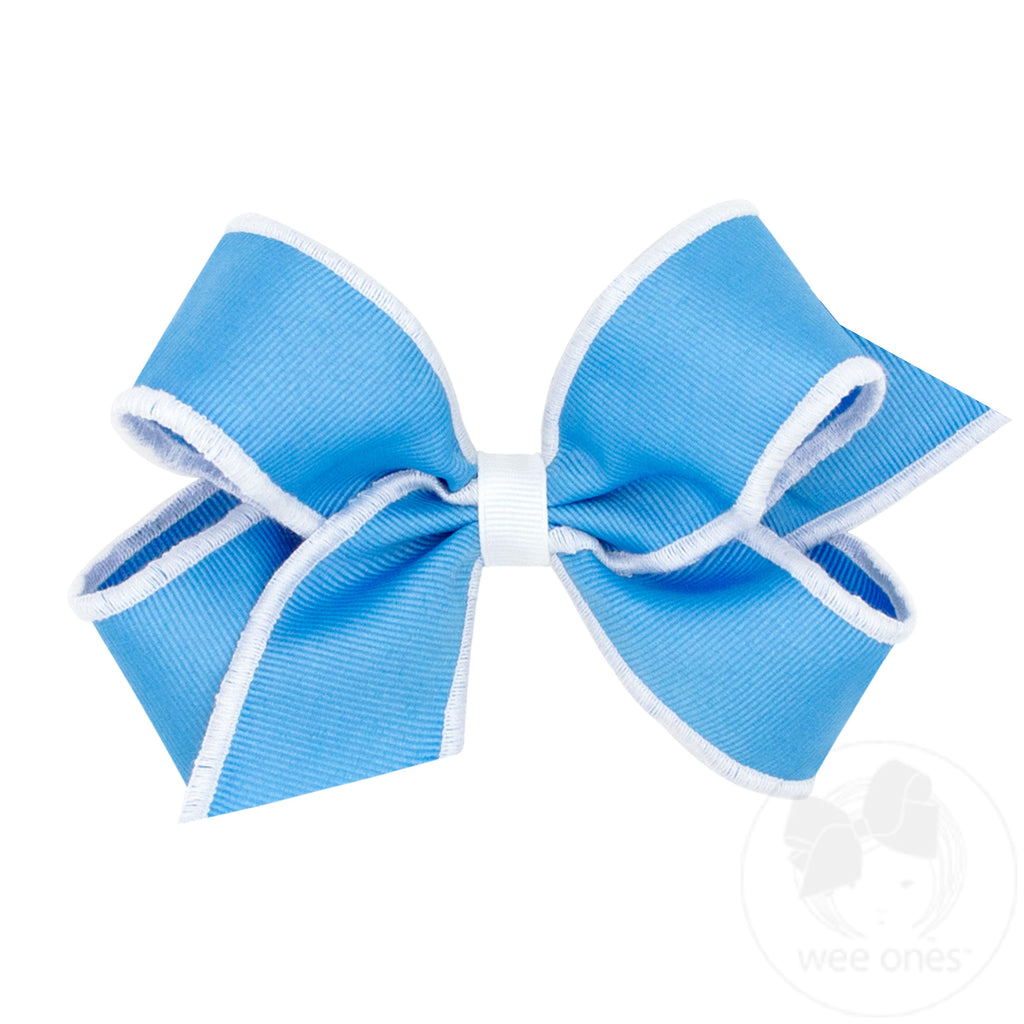 Medium Sporty Grosgrain Hair Bow with Serged Edge