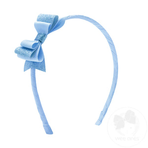 Layered Glitter Vinyl and Grosgrain Bowtie on Matching Wrapped Headband