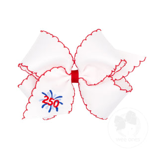 King Americana 250 Embroidery on Moonstitch Edge Hair Bow