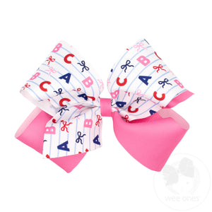 King Back to School Colorblock ABCs Print Hair Bow