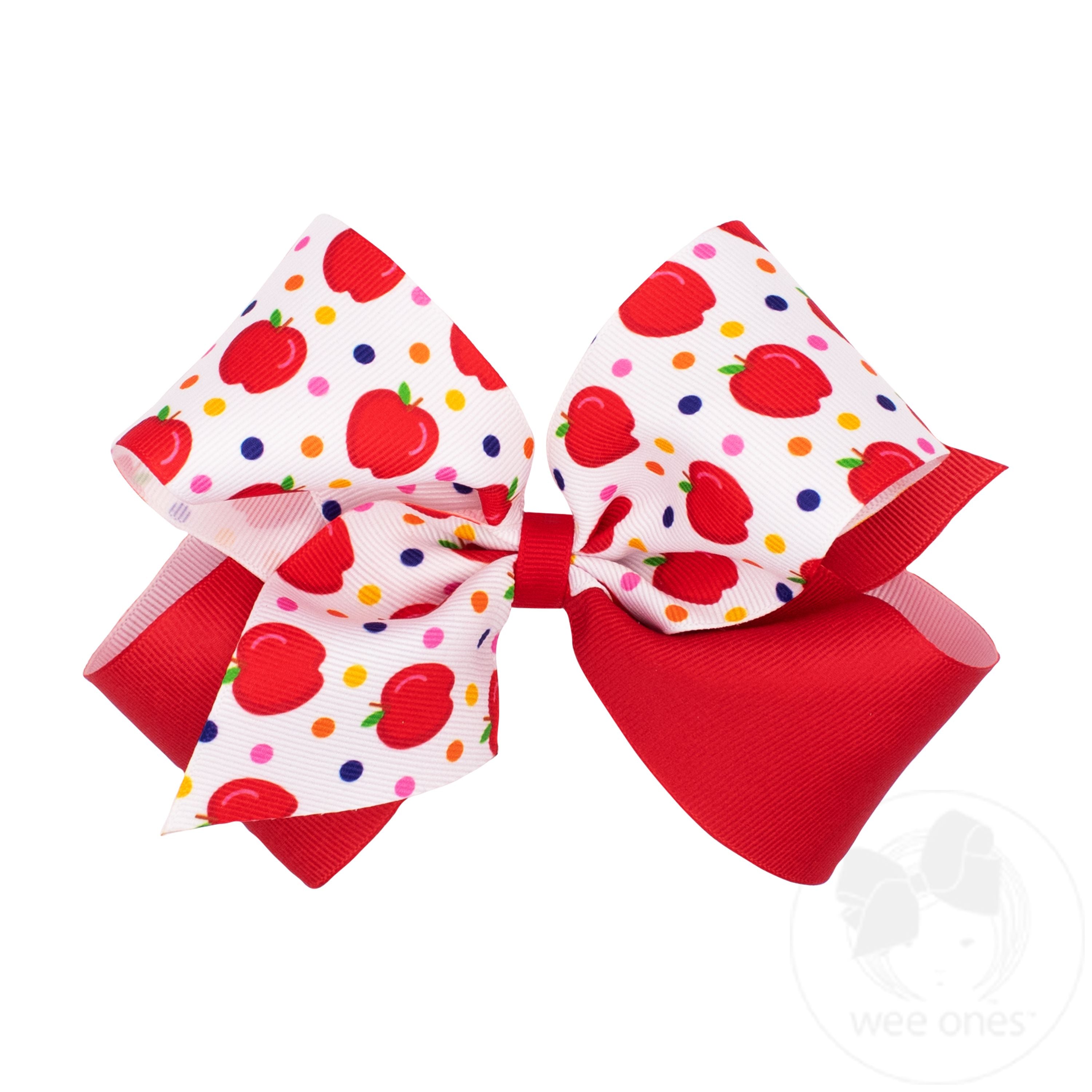 King Back to School Colorblock Apple Print Hair Bow - APPLE | Wee Ones ...