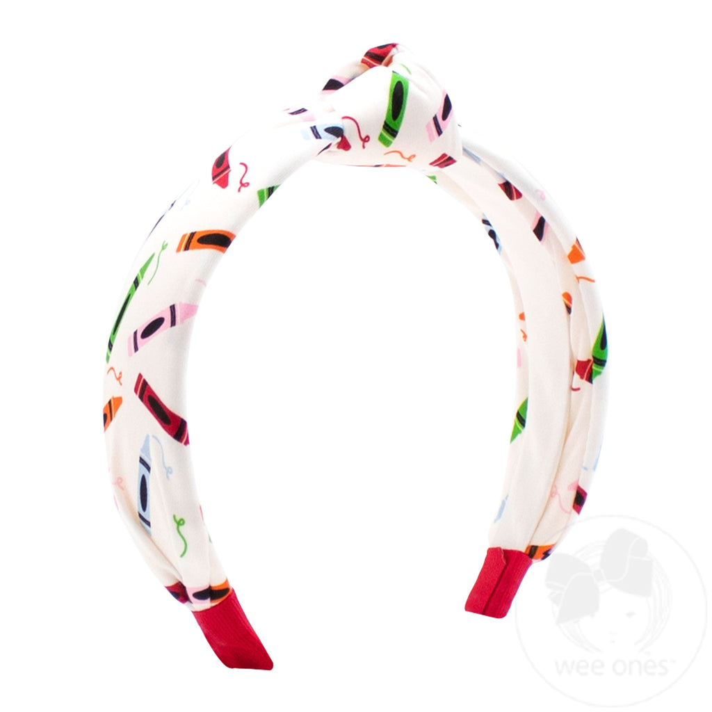 Back to School Crayons Print Knot Headband