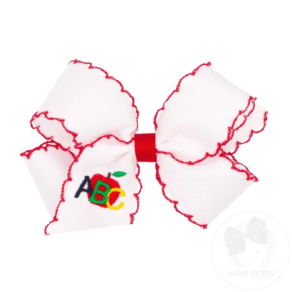 Medium Back to School Moonstitch ABCs Embroidered Hair Bow