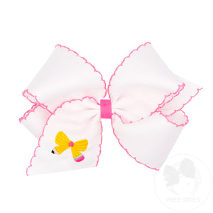 King Back to School Moonstitch Bow Embroidered Hair Bow