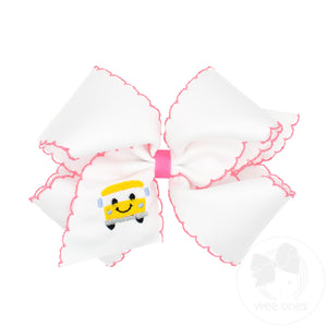 King Back to School Moonstitch Bus Embroidered Hair Bow
