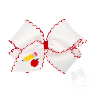 King Back to School Moonstitch Pencil Embroidered Hair Bow