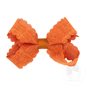 Mini Linen Scalloped Edge Hair Bow